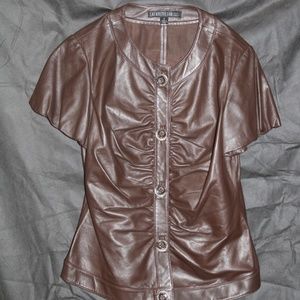 Lafayette 148 Leather Button Down